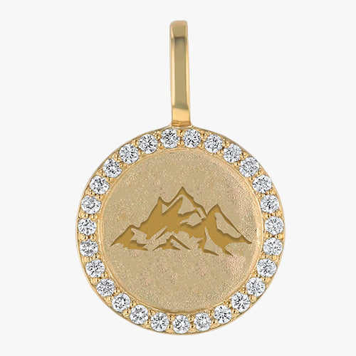 18K Yellow Gold Mountain Diamond Medallion