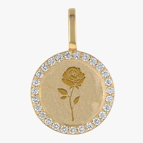 18K Yellow Gold Noémie Rose Diamond Medallion