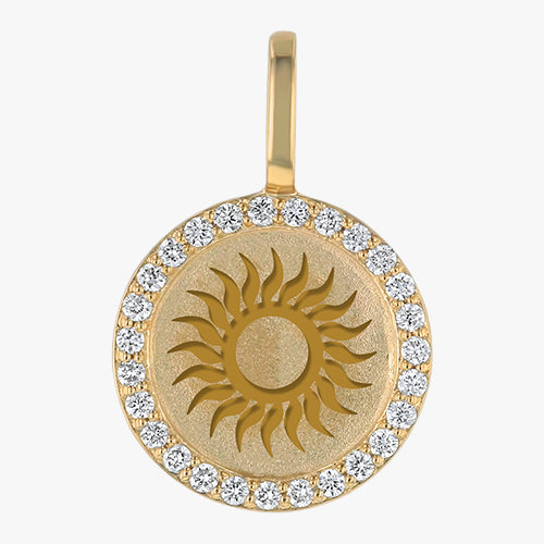 18K Yellow Gold Sun Diamond Medallion