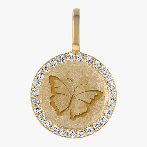 18K Yellow Gold Butterfly Diamond Medallion