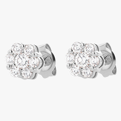 18K Gold Flower Diamond Stud Earrings with 0.50 Carats