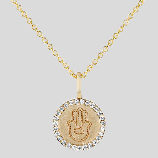 Mini Diamond Hamsa Necklace – Marissa Collections