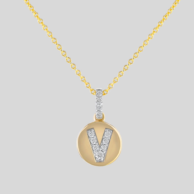 Diamond-Accent 14K Yellow Gold over Sterling Silver Heart Initial Pendant  Necklace - Walmart.com