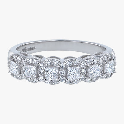 The Lab Grown Princess Diamond Halo Half Band Ring