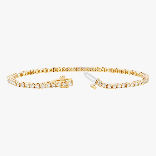 14K Yellow Gold Diamond Distance Tennis Women's Bracelet 1.8Ct Gold good Over 3mm