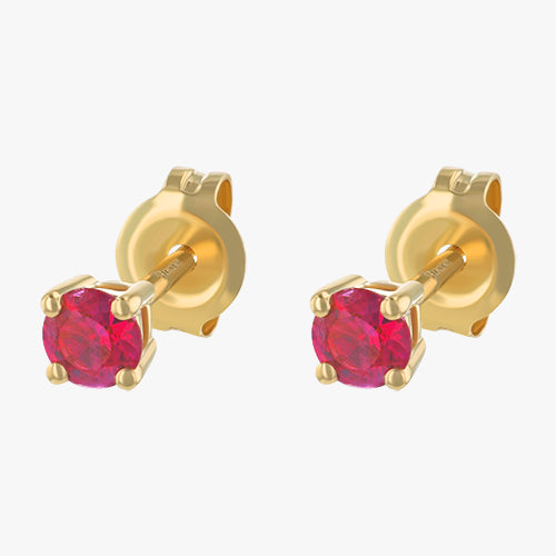 18K Gold Ruby Stud Earrings