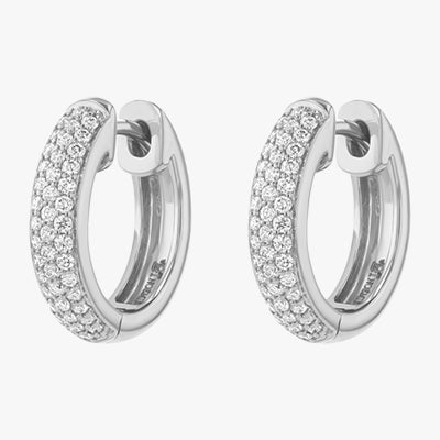 Three-Stone Diamond Drop Earrings in 14K White Gold