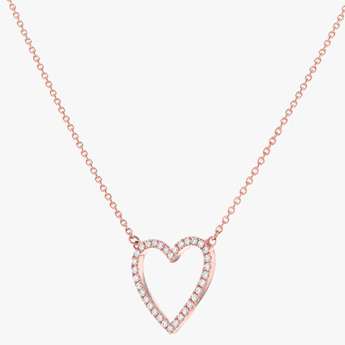 N196 Gold Open Heart shops Diamond Pendant with Chain 18