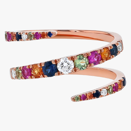 The Multi-Color Sapphire Graduate Spiral Ring