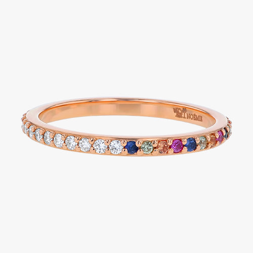 The Half White Diamond Half Multi-Color Sapphire Eternity Band Ring