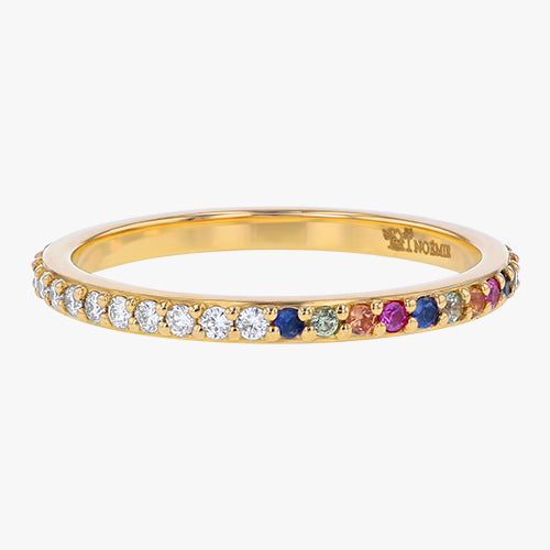 The Half White Diamond Half Multi-Color Sapphire Eternity Band Ring