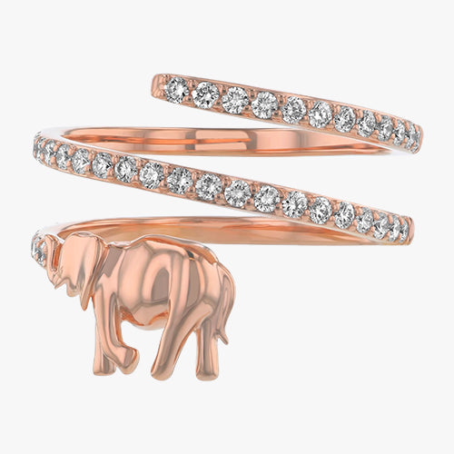 Elephant Diamond Spiral Ring