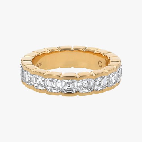 18K Gold Asscher Cut Diamond Eternity Band Ring