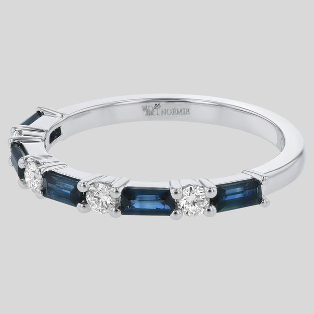 Diamond and sapphire baguette on sale band