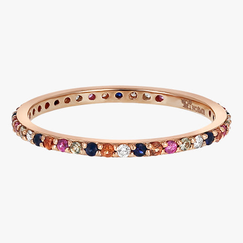 18K Gold Multi Colored Sapphire Band Ring Noemie
