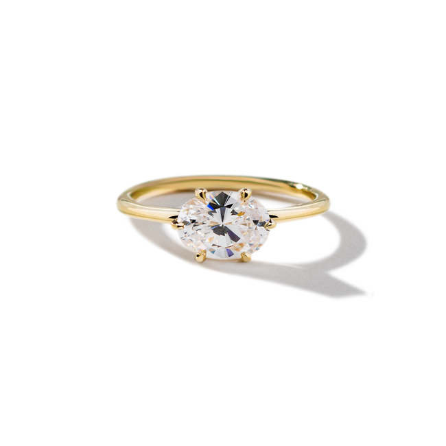 Horizontal Diamond Engagement Ring