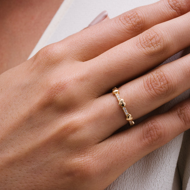 The Gold Heart and Diamonds Ring