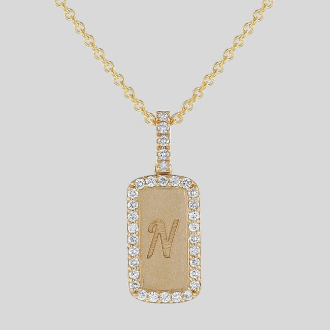 Personalized Diamond Dog Tag Necklace without the 18k Gold Chain