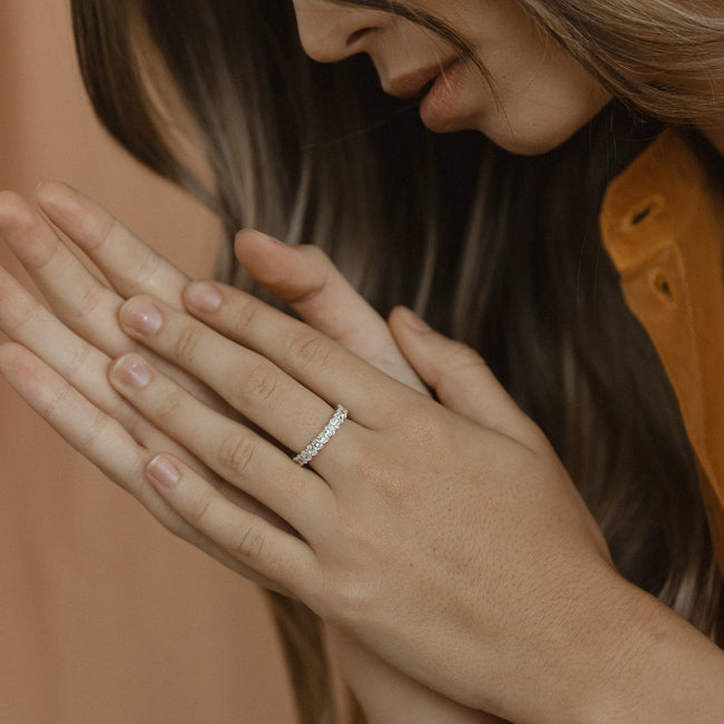 Lab Grown Oval Cut Diamond Eternity Band Ring