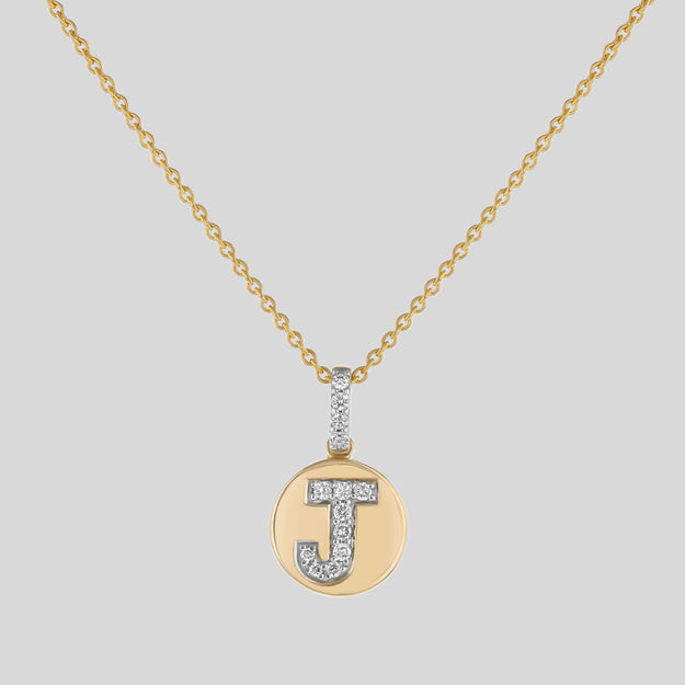 Diamond Script Letter J Necklace in 9ct Gold | Gold Boutique