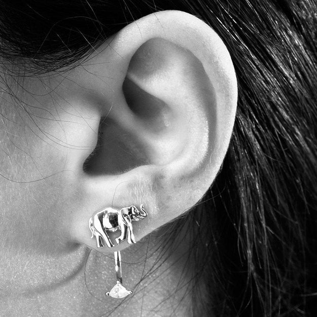 White gold hot sale elephant earrings