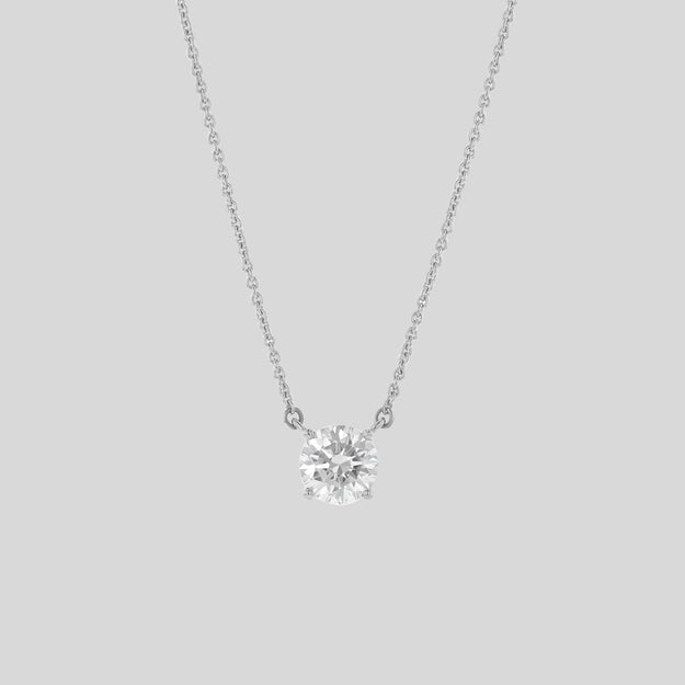 Sterling Silver Initial Round Prong Diamond Necklace (Silver Diamond Initial V Necklace)