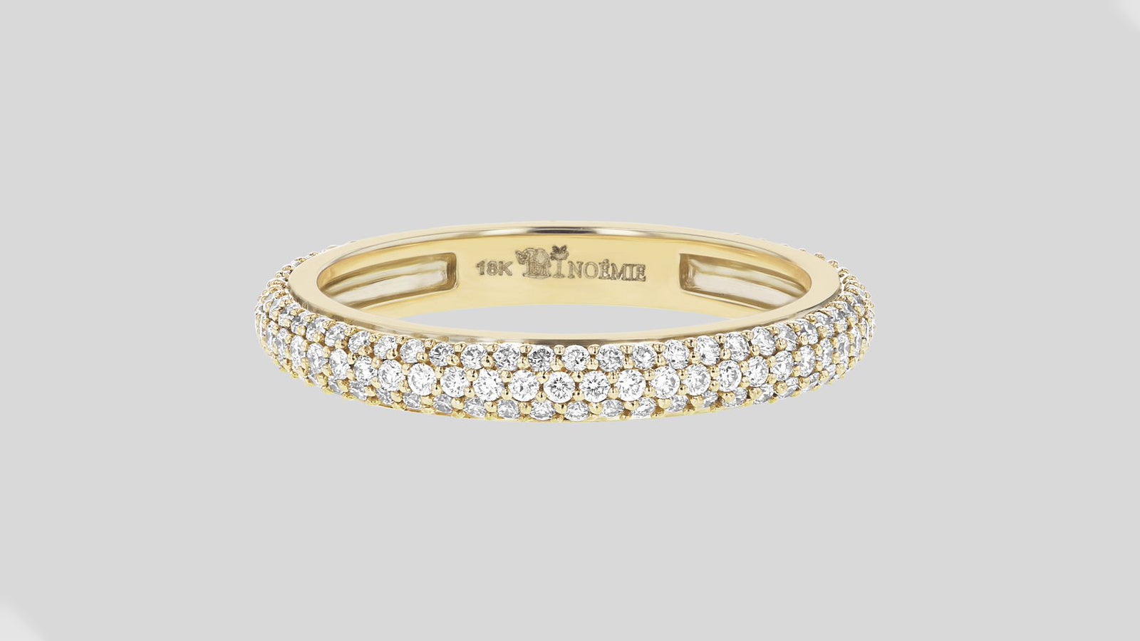 Gold and Diamond Perlée 3 Row Band Ring