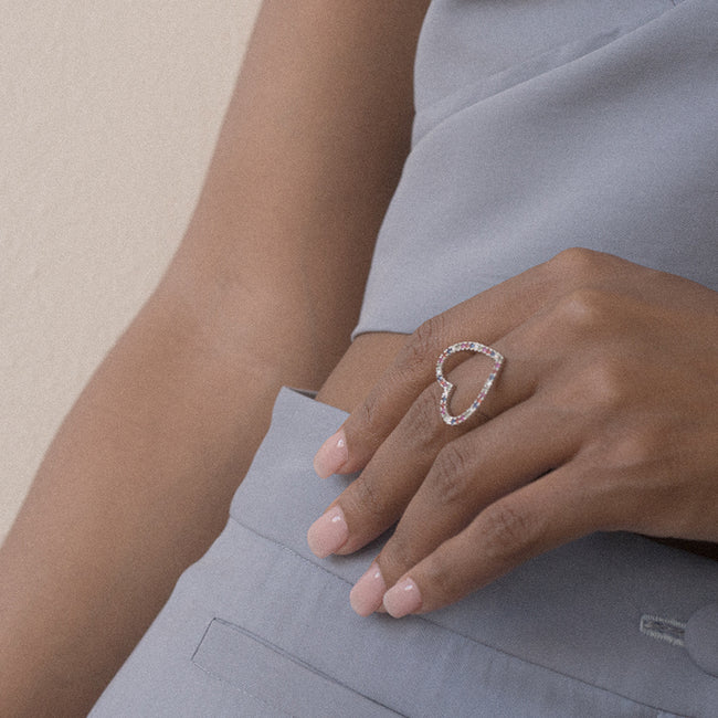 The Open Heart Sapphires Ring