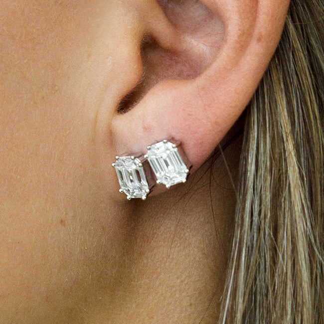 The Composite Emerald Cut Studs