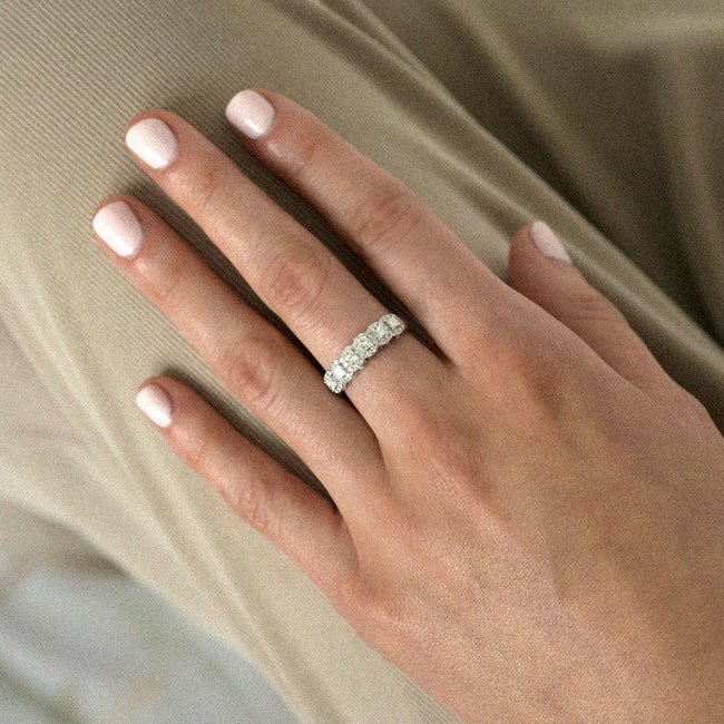 The Lab Grown Princess Diamond Halo Half Band Ring