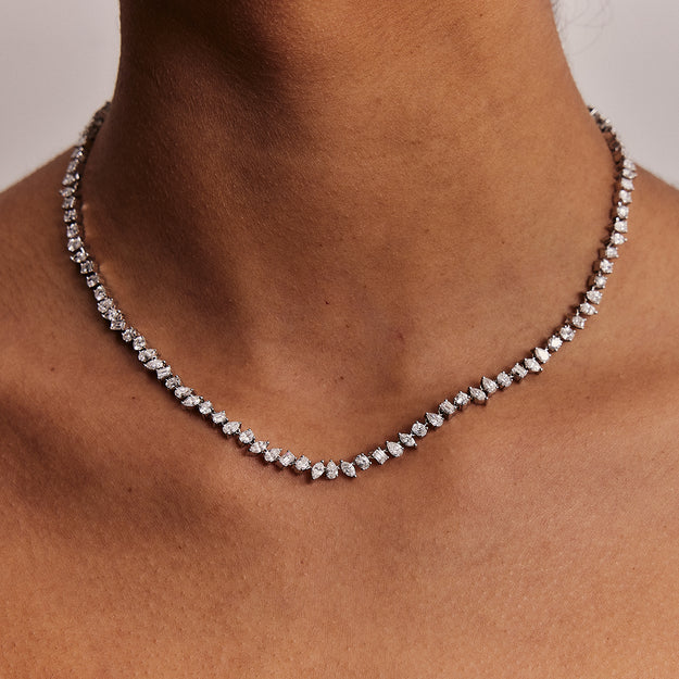 Linear Half Diamond Tennis Necklace | SUZANNE KALAN®