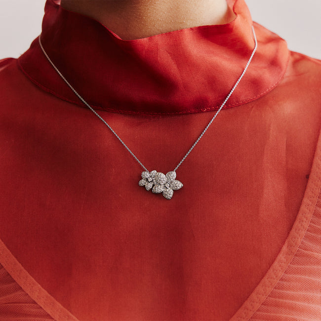 Diamond Flower Petal Necklace